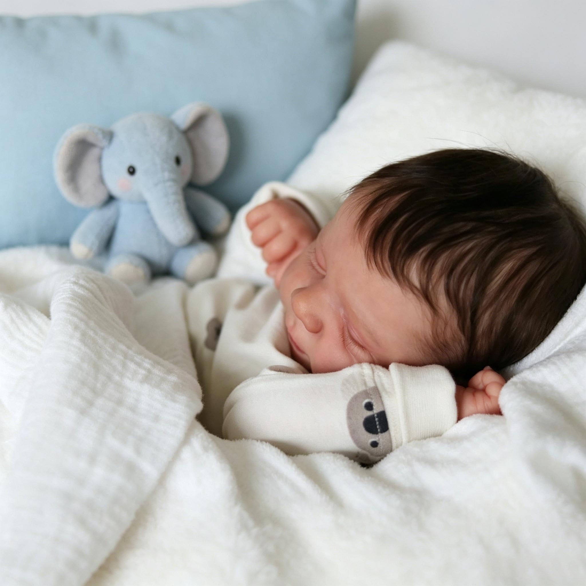RXDOLL Realistyczne lalki Reborn Baby Dolls silikonowe na całe ciało dziewczyna 45 cm śpiące realistyczne lalki noworodka, ręcznie robione w pełni silikonowe lalki niemowlęce, Reborn Babies na Boże