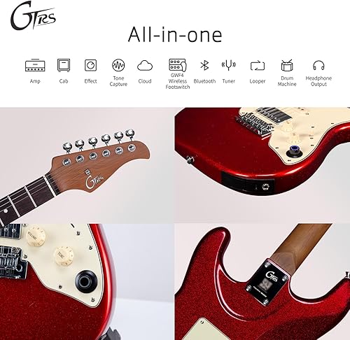 Miniatura 4 de GTRS S800 - Sistema de efectos inteligentes para guitarra eléctrica, guitarra de práctica con simulaciones de guitarra, batería de 10 horas, bucle