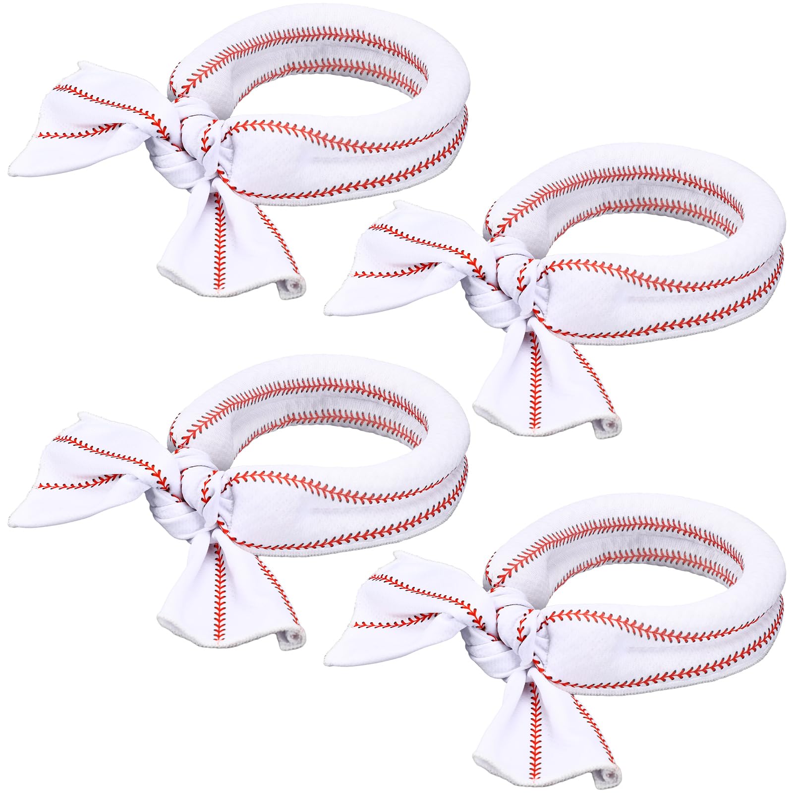 Bencailor 4 Pack Summer Cooling Towels Sports Neck Wraps Baseball Themed Design Chilly Ice Scarf for Sport Team Coach Gift Summer Adults Walking Riding Outdoor