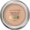 Max Factor Miracle Touch Perfecting Foundation, Warm Almond, Full Coverage, Lightweight and Moisturising Effect with Hyaluronic Acid and SPF 30 Formula, 11.5 g