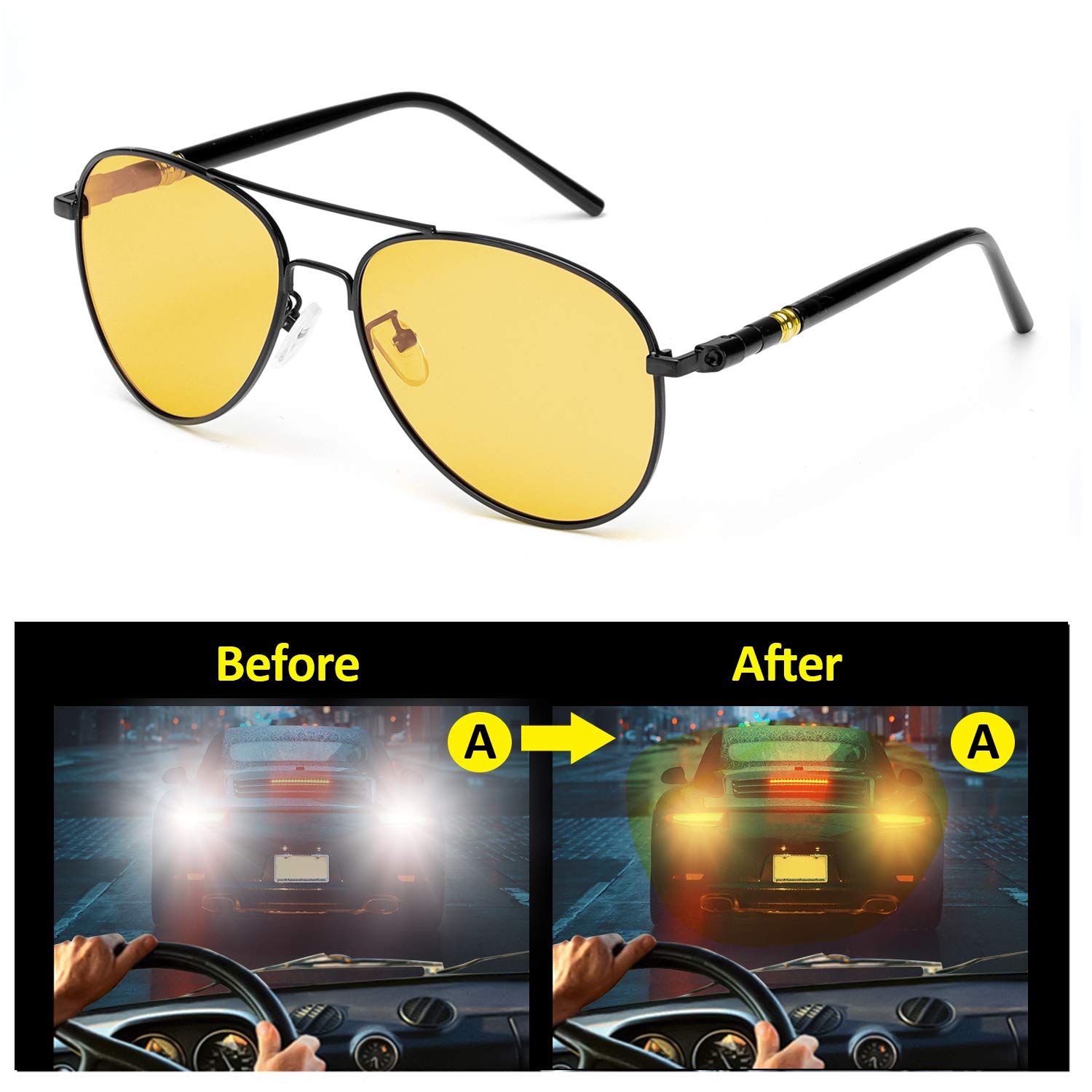 SODQW Gafas De Visión Nocturna Hombres Gafas De Sol Deportes Polarizado para Conduccion UVA & UVB Protección