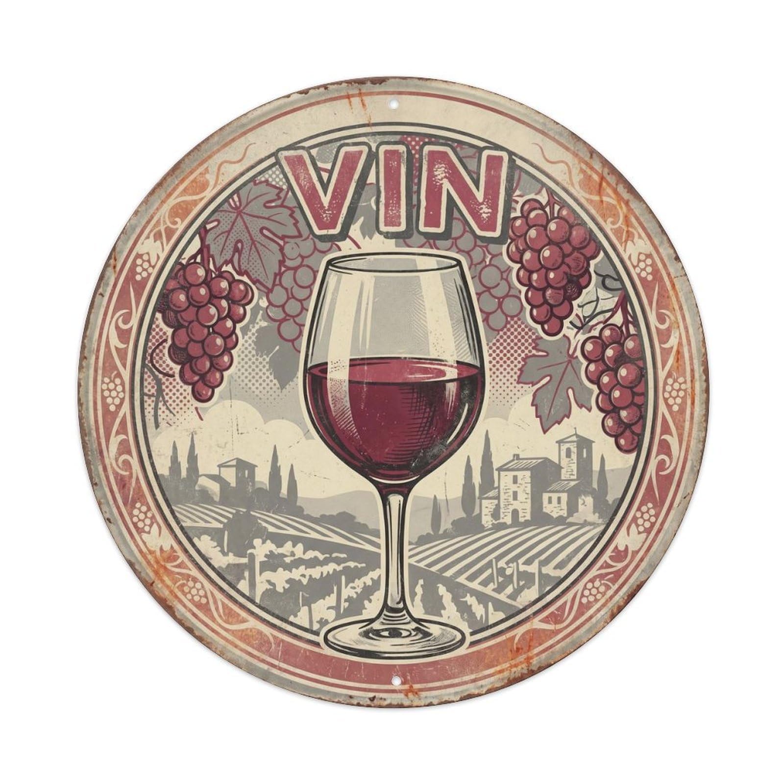 Vineyard Sommelier Cuisine Culture Classic Illustration Metal Tin Sign