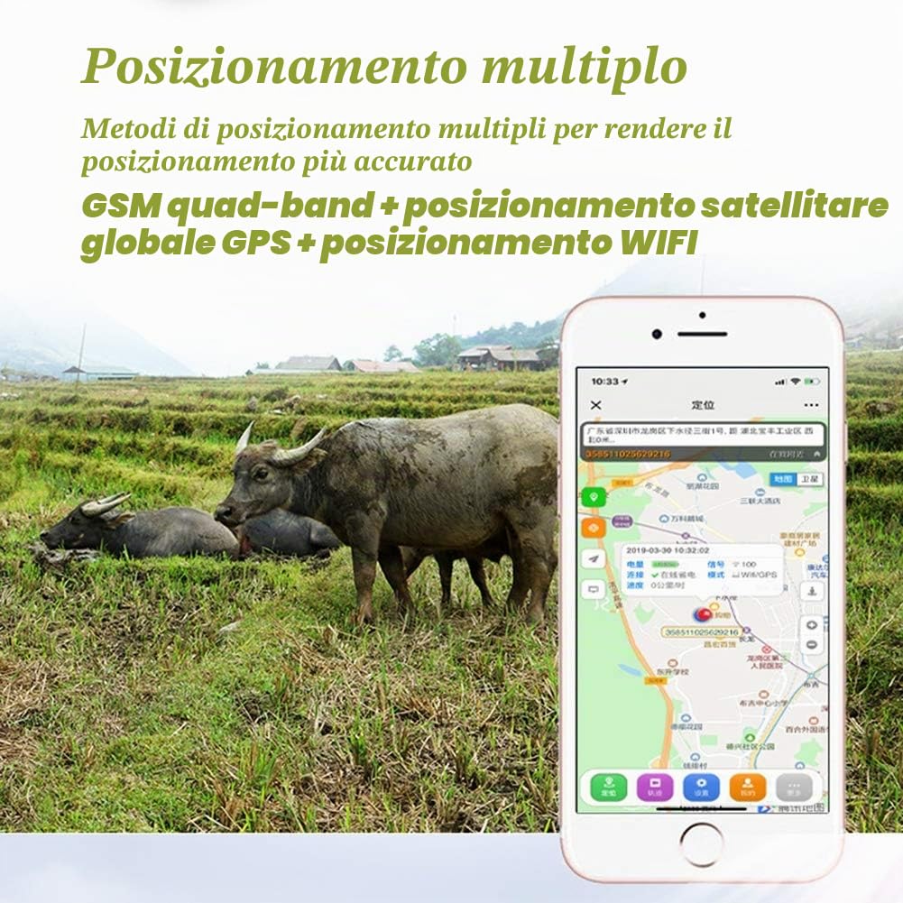 Collare GPS per Bovini E Ovini, Ricarica Automatica Solare, Design Impermeabile, Monitoraggio Sempre E Ovunque - Dispositivo Antifurto Dedicato Ranch,Nero