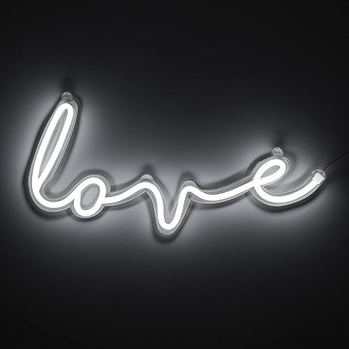 Amped & Co - Luz de neón LED de amor, 18 x 9 pulgadas - Decoración de habitación para colgar en la pared, letrero de neón de amor - Letrero LED de