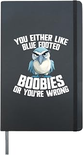 Boobie Bird Plush Stuffed Animal Seabird Blue Foot Booby Hardcover Journal, Black