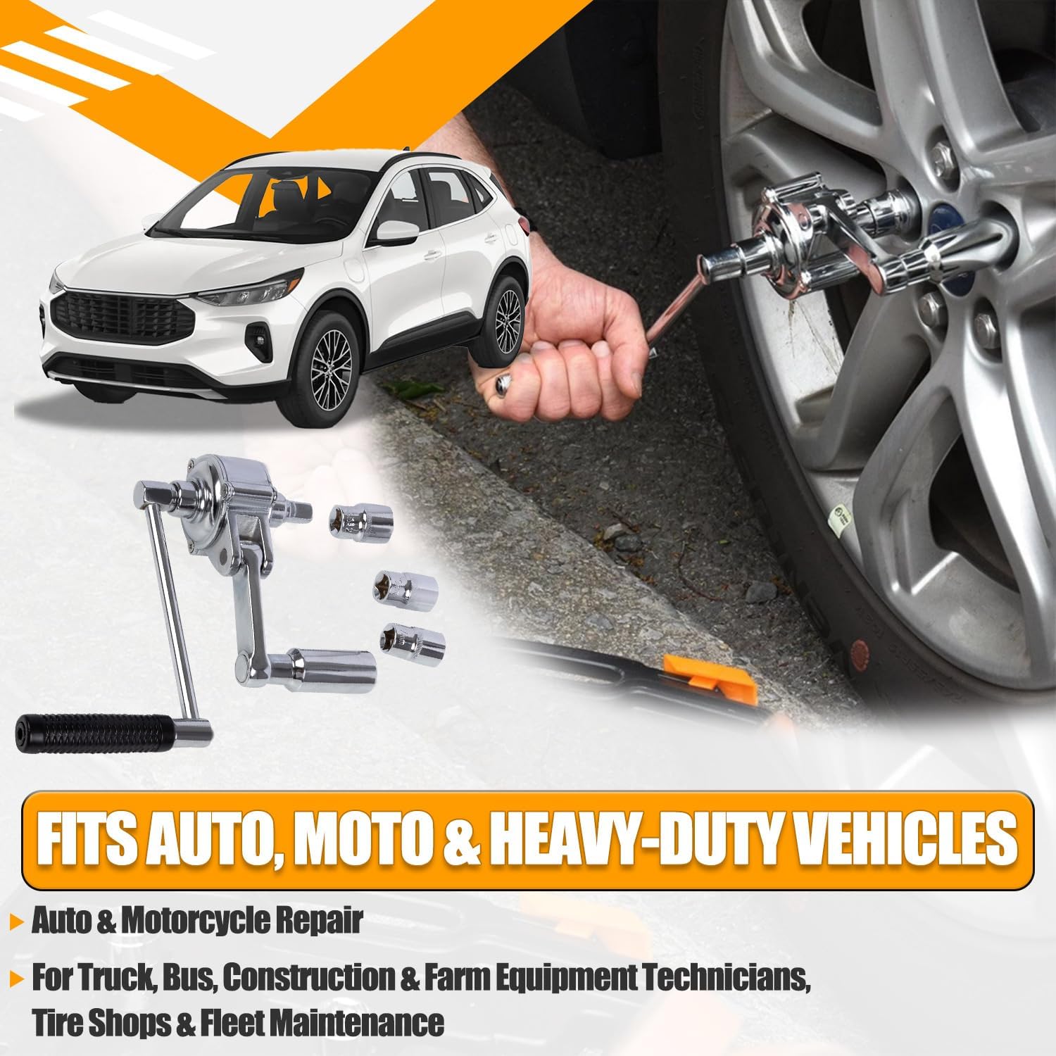 Labor Saving Torque Multiplier Wrench Set, 1:16 Ratio Lug Nut Remover with 1/2" Drive, Heavy Duty Lug Wrench for Loosening Stubborn Wheel Nuts, Includes 17/19/21mm & SAE Sockets for Cars, SUV, RV