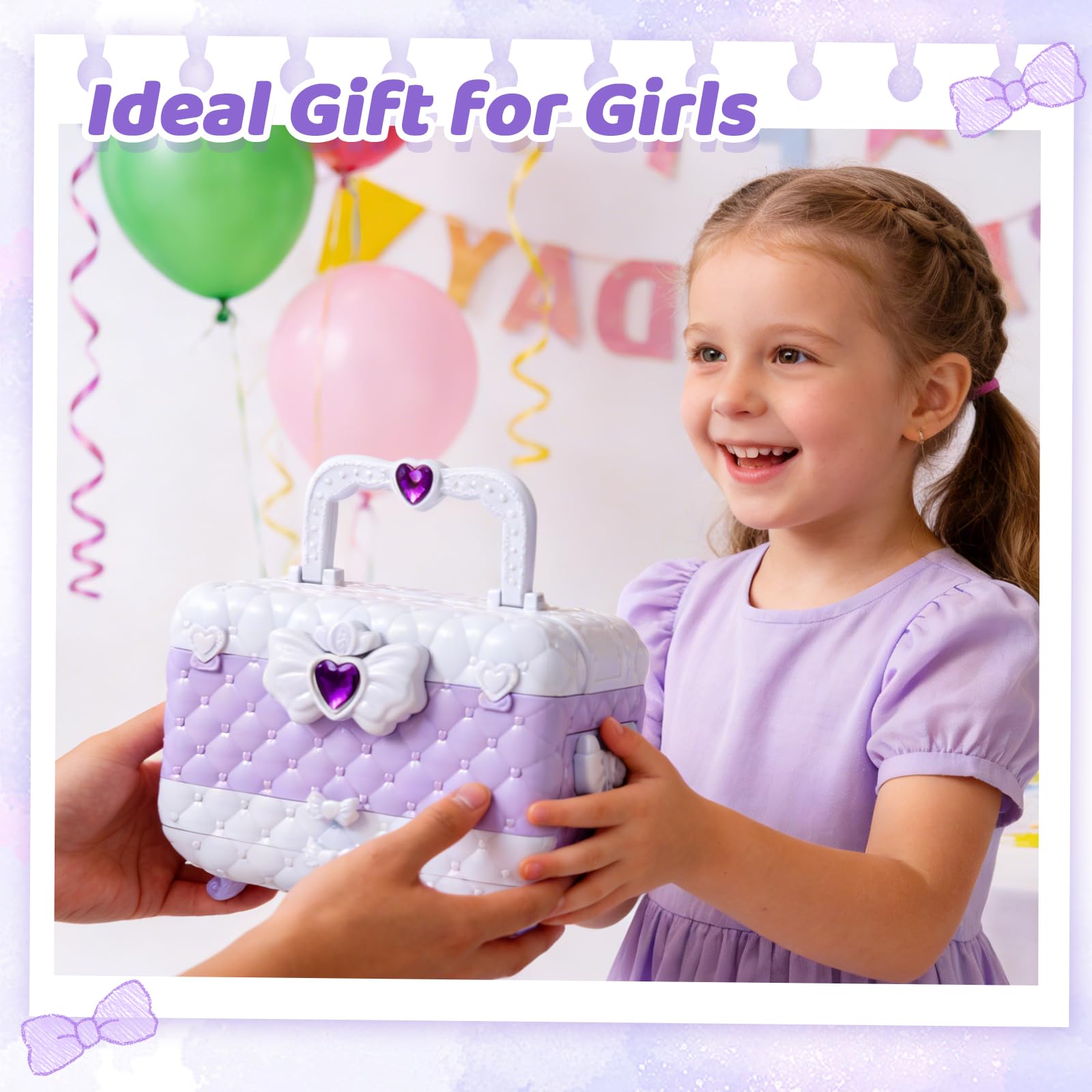 Chennyfun 53 Pezzi Lavabile set di Trucchi per Bambini, Set di Trucco per Bambini per Bambine, Sicuro e Atossico Giocattolo di Ruolo per Regali di Compleanno di Natale per Ragazze dai 3 Anni