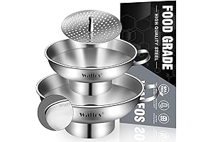Walfos 5.5 Inch and 4 inch Stainless Steel Mason Jar Funnel