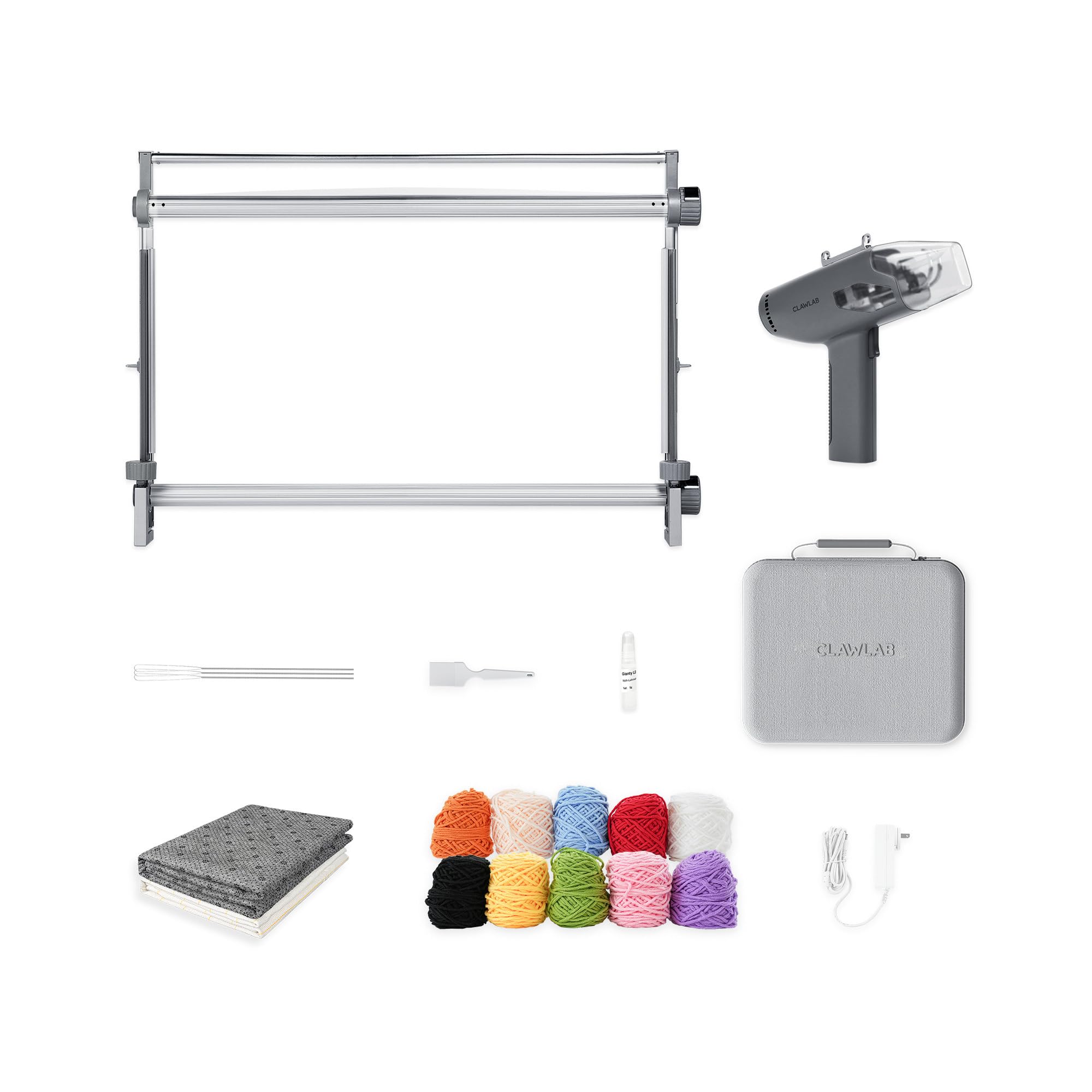 Tufting Kit H1 (Grigio) – Telaio di tuffatura – Pistola a spruzzo – Kit tufting completo – Pistola tufting – Macchina per fare tappeti – Tela Tufting & Punch Needle – Kit di avvio