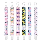 babygoal Floral Pacifier Clips, 6 Pack Binky Paci Holder Leashes Fits for Most Pacifiers and Binkies 6PB12