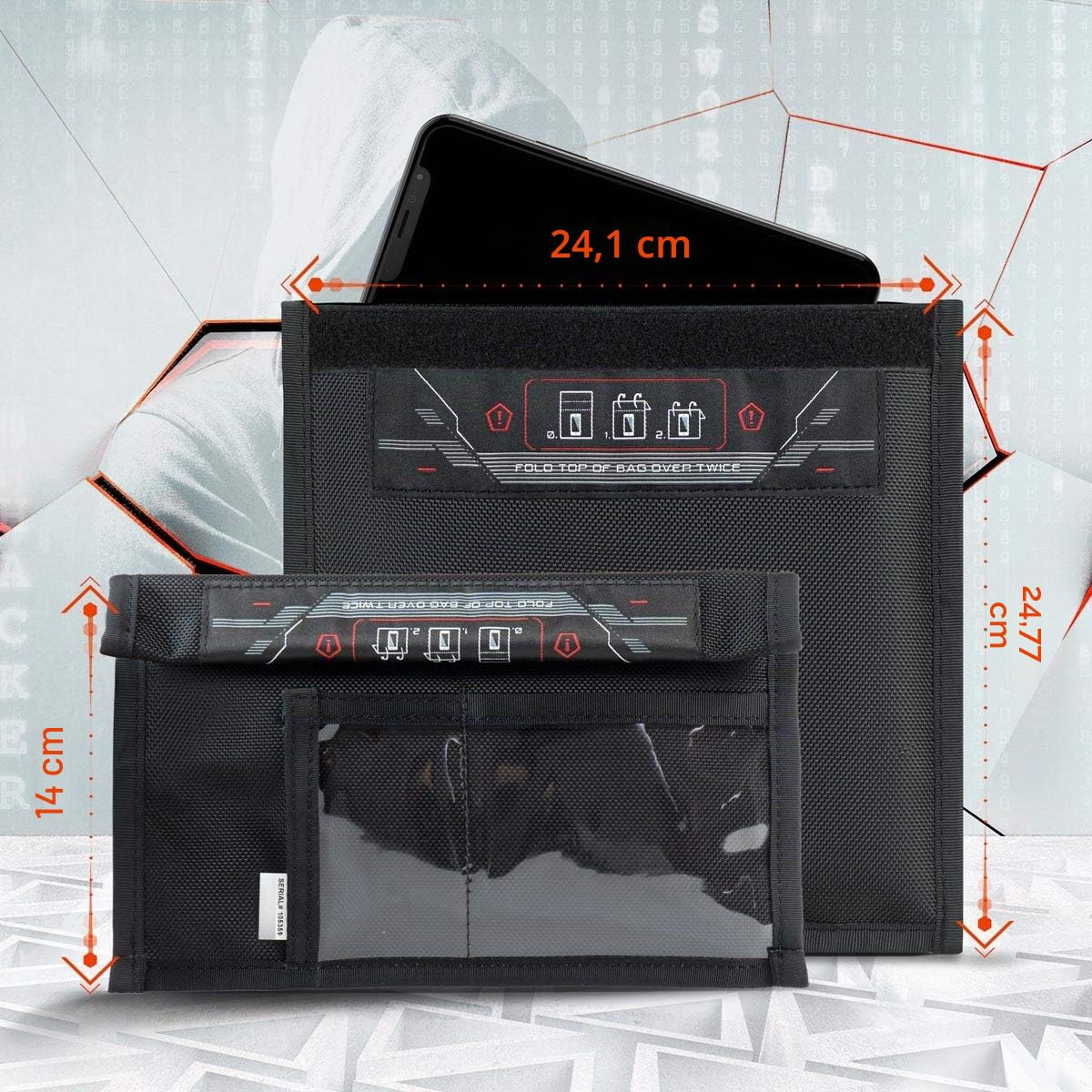 Mission Darkness Faraday-Tasche ohne Fenster für Handys (4er-Pack) // Signalblockierende Tasche verhindert Hacking Tracking Spionage, Geräteabschirmung für Strafverfolgung, Militär, Digitale Forensik