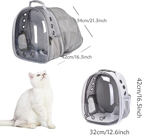 Miniatura 8 de Mochila para gatos expandible, ventilar, transparente, para gatos grandes, senderismo, viajes, al aire libre, mochila espacial aprobada por