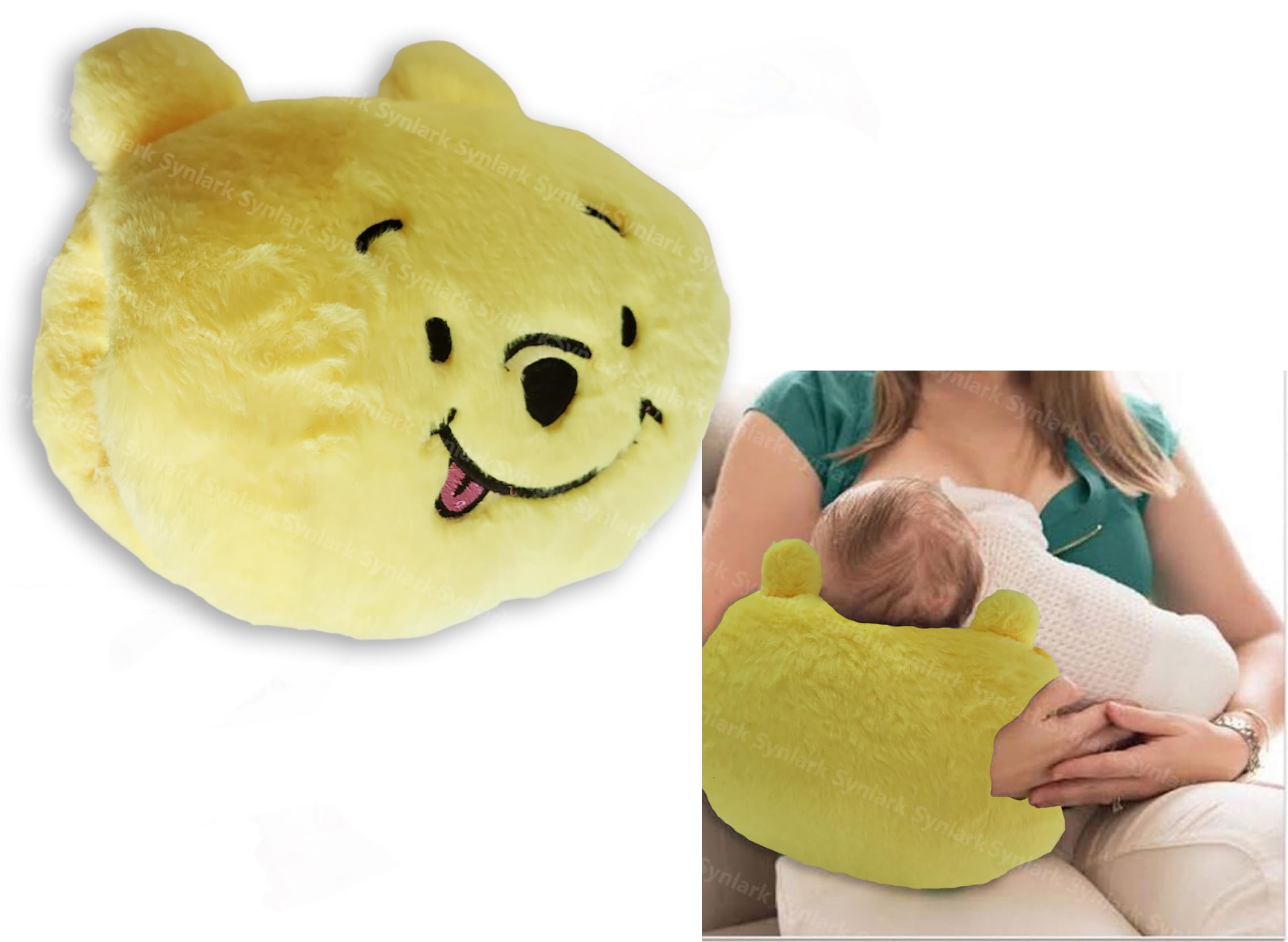 Synlark® Nursing Arm Pillow, Breastfeeding and Bottle Feeding Head Support Pillow, Travel-Friendly and Washable (Yellow)
