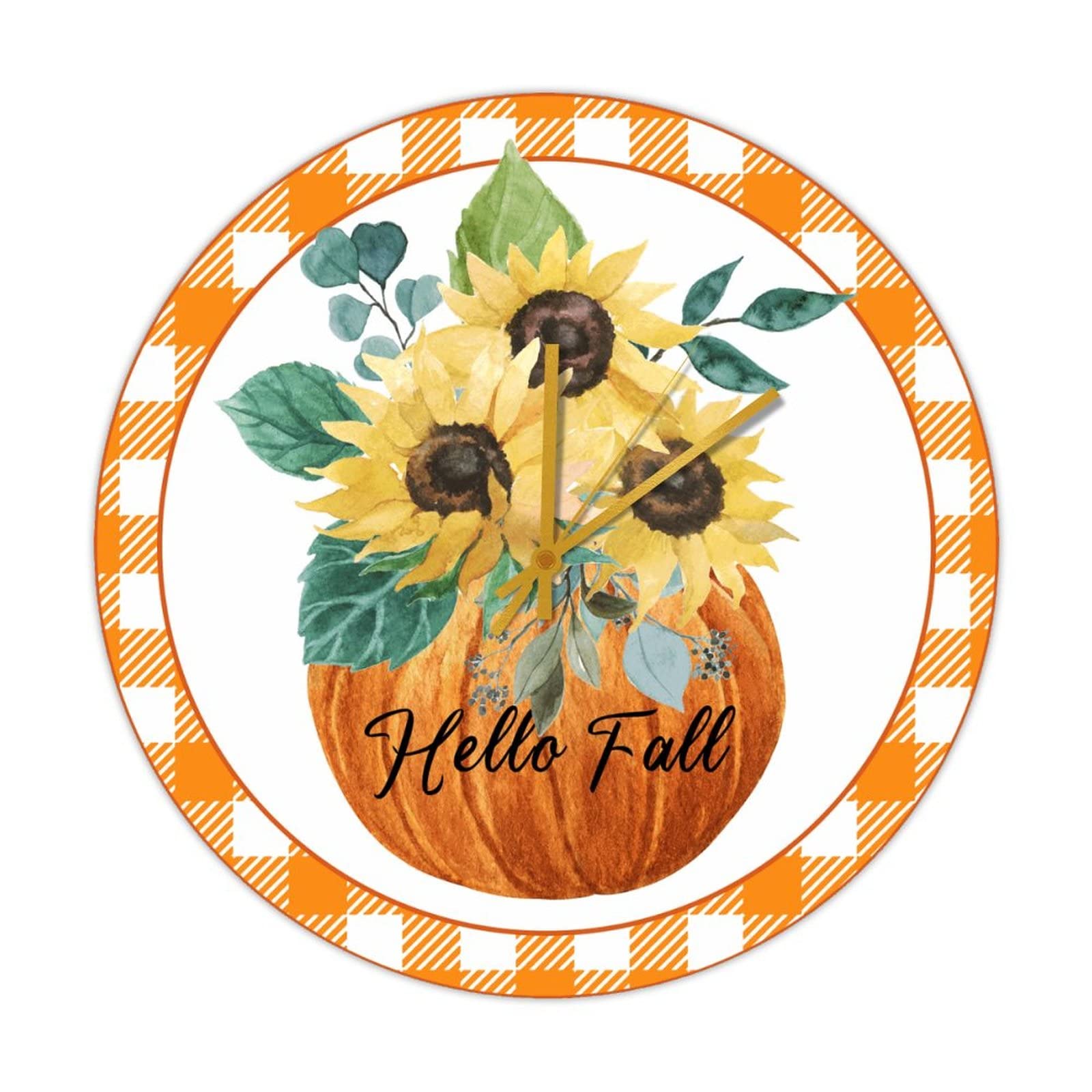 Horloge silencieuse Hello Fall en bois rétro sans tic-tac