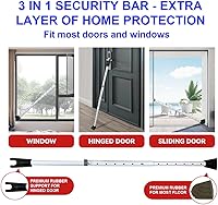 Vista 4 de Barra de seguridad para puerta, barra de seguridad para puerta, puerta corredera ajustable, topes de puerta de patio, barricada interior, bloqueo