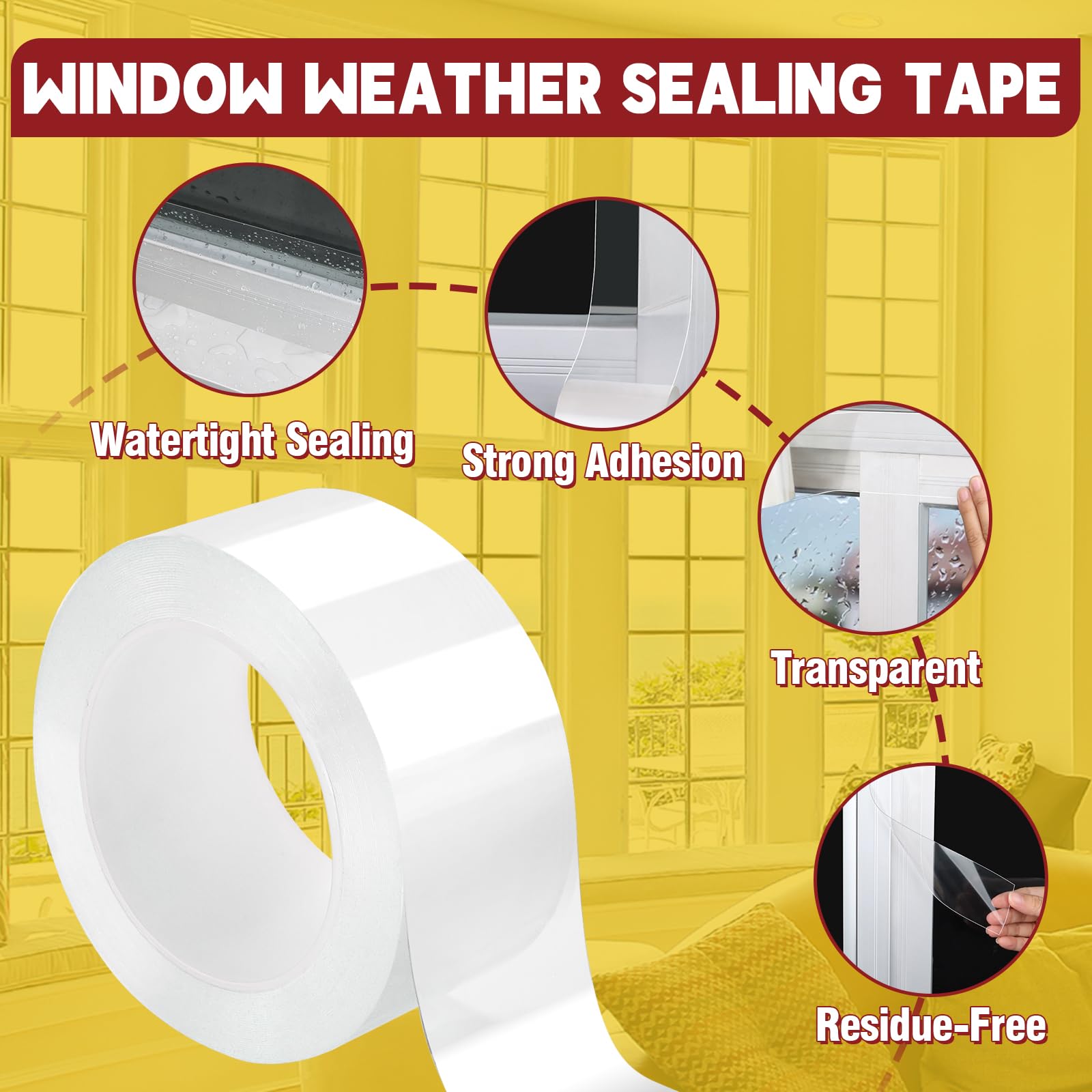 Frost King Clear Plastic Weatherseal Tape, 2" X 100' - Weatherproofing Window Insulation Kits