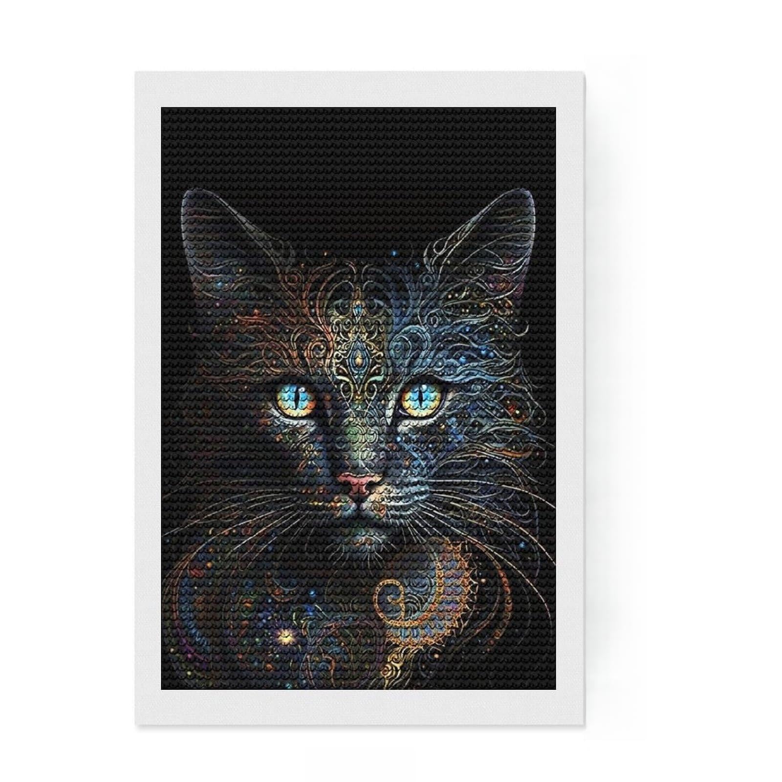Junmoney Portrait Art Kitty Diamond Painting Kit 8"x12", with Tool Kit, Finish and Display, Vintage Style Decor, Thoughtful Handmade Gift