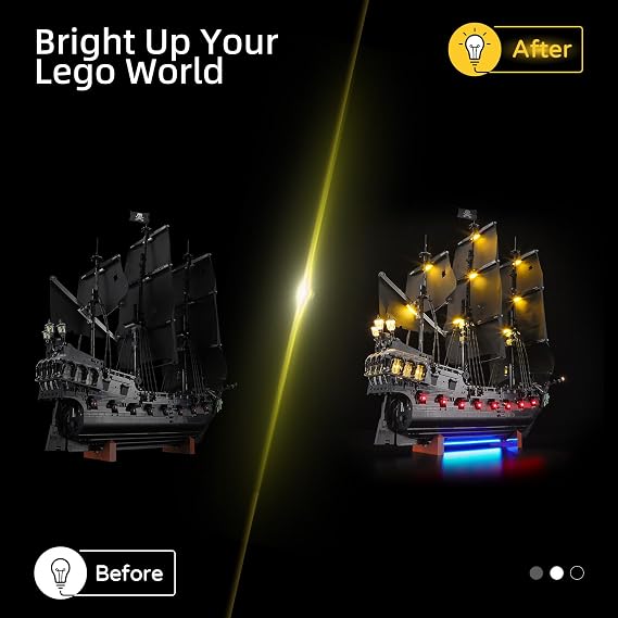 Yeabricks Ledライトレゴ-10365アイコンキャプテンジャック・スパロウの海賊船ビルディングブロックモデル組み立てセットは含まれていません