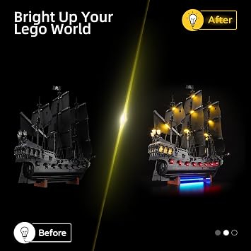 Yeabricks Ledライトレゴ-10365アイコンキャプテンジャック・スパロウの海賊船ビルディングブロックモデル組み立てセットは含まれていません