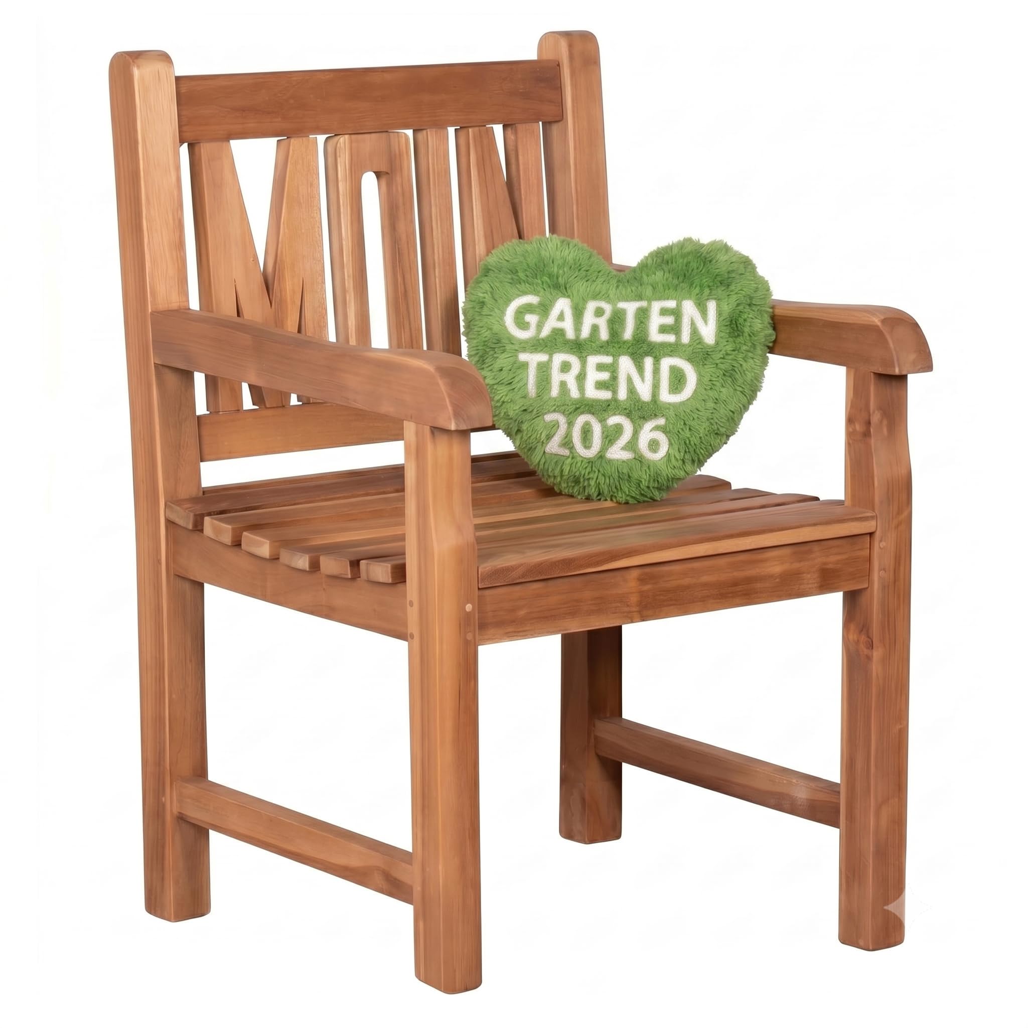 MR. DEKO Moin - Sillón de jardín (madera de teca, resistente a la intemperie, madera de teca) | Silla de madera al aire libre