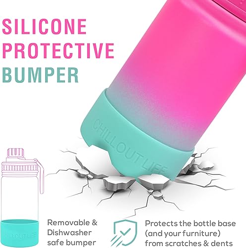 Miniatura 3 de CHILLOUT LIFE Botella de agua aislada para niños de 12 onzas para la escuela con tapa de boquilla a prueba de fugas y bonitas calcomanías