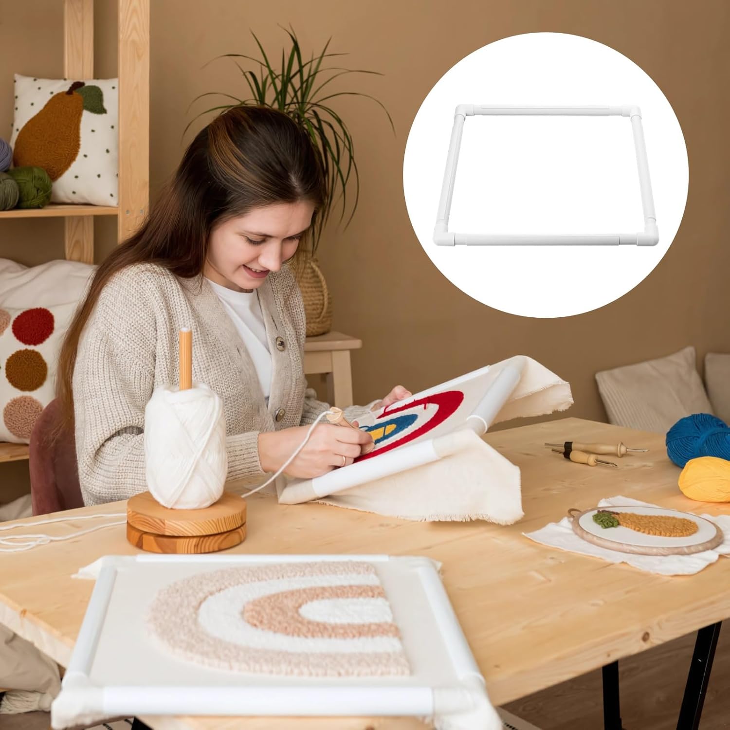 17X17 In Plastic Cross Stitch Frame, Quick Release For Easy Crafting, Great For Handcraft Projects