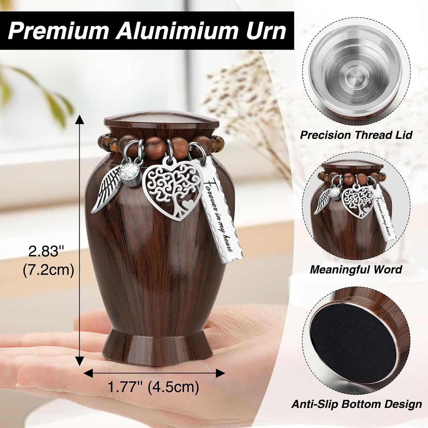 Small Urn for Human Ashes Aluminium Keepsake Memorial