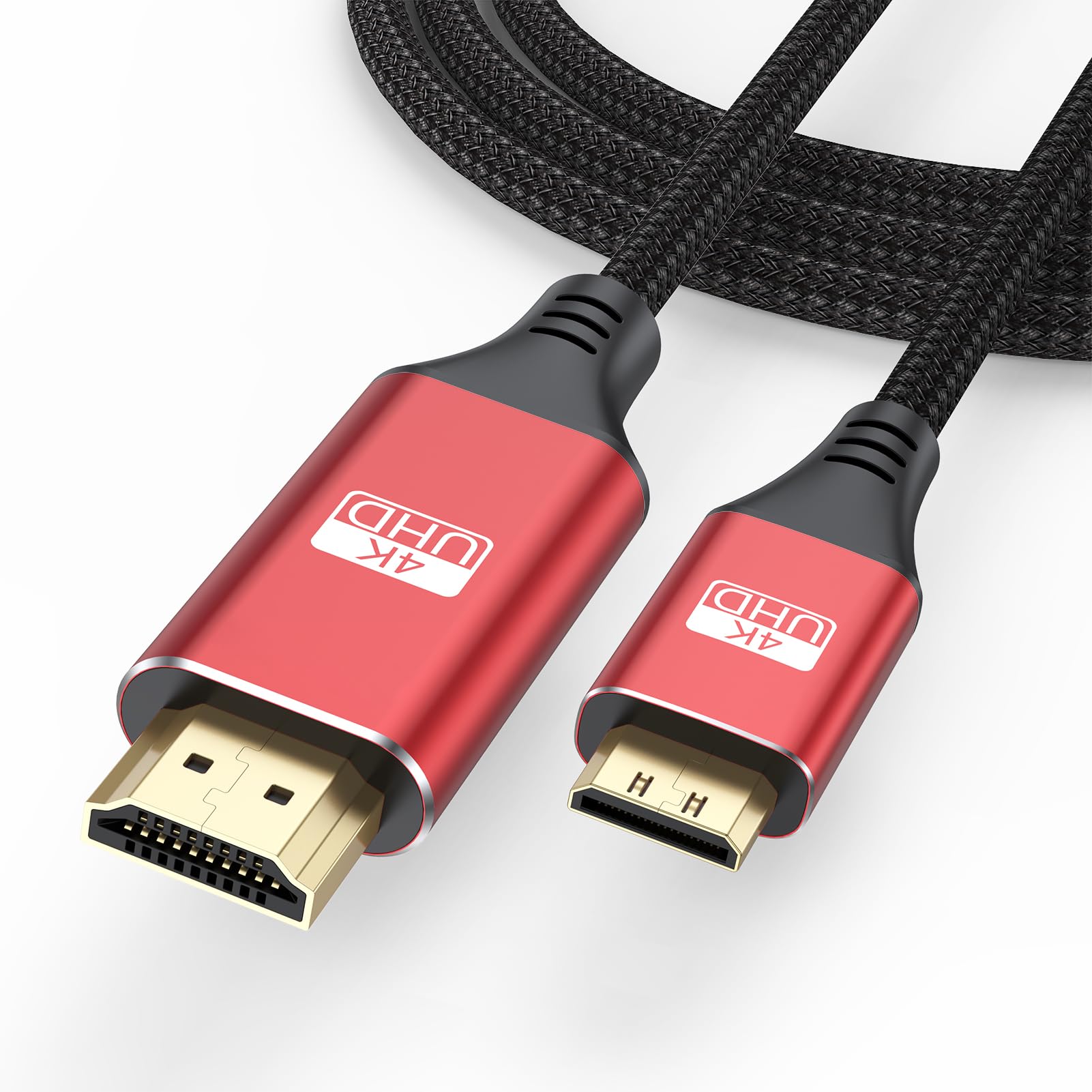 Cable mini HDMI a HDMI de 3 pies, 4K HDMI a Mini HDMI de 18 Gbps de alta velocidad, mini cable HDMI 4K a 60 Hz 2K para cámara, videocámara, tableta, laptop, monitor, televisión de alta