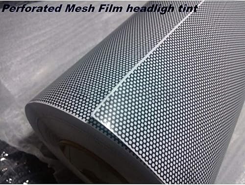 Miniatura 4 de LKXHarleya Rollo de película de vinilo perforado para ventana, color blanco, unidireccional, para privacidad, autoadhesivo, para faros delanteros,