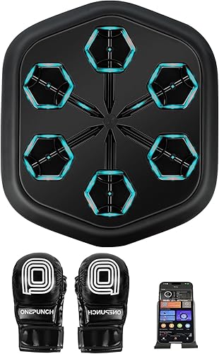 ONEPUNCH Máquina de boxeo inteligente montada en la pared, máquina electrónica de música de boxeo con luz ajustable, máquina de perforación de