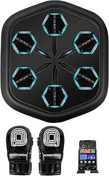 ONEPUNCH Smart Boxing Machine Wall Mounted, Electronic Boxing Music Machine with Adjustable Light, Music Punching Machine with Boxing Gloves, 600+ Songs/Larger Panel for Home Exercise & Stress Relea