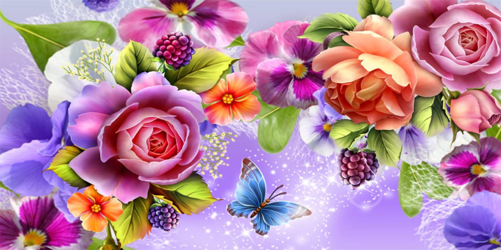 5D Diamond Painting Blumen Diamant Painting Bilder DIY Diamond Painting Groß Full Set für Erwachsene Kinder, Dekorationen für Haus, Wand Und Eingang (120x60cm)