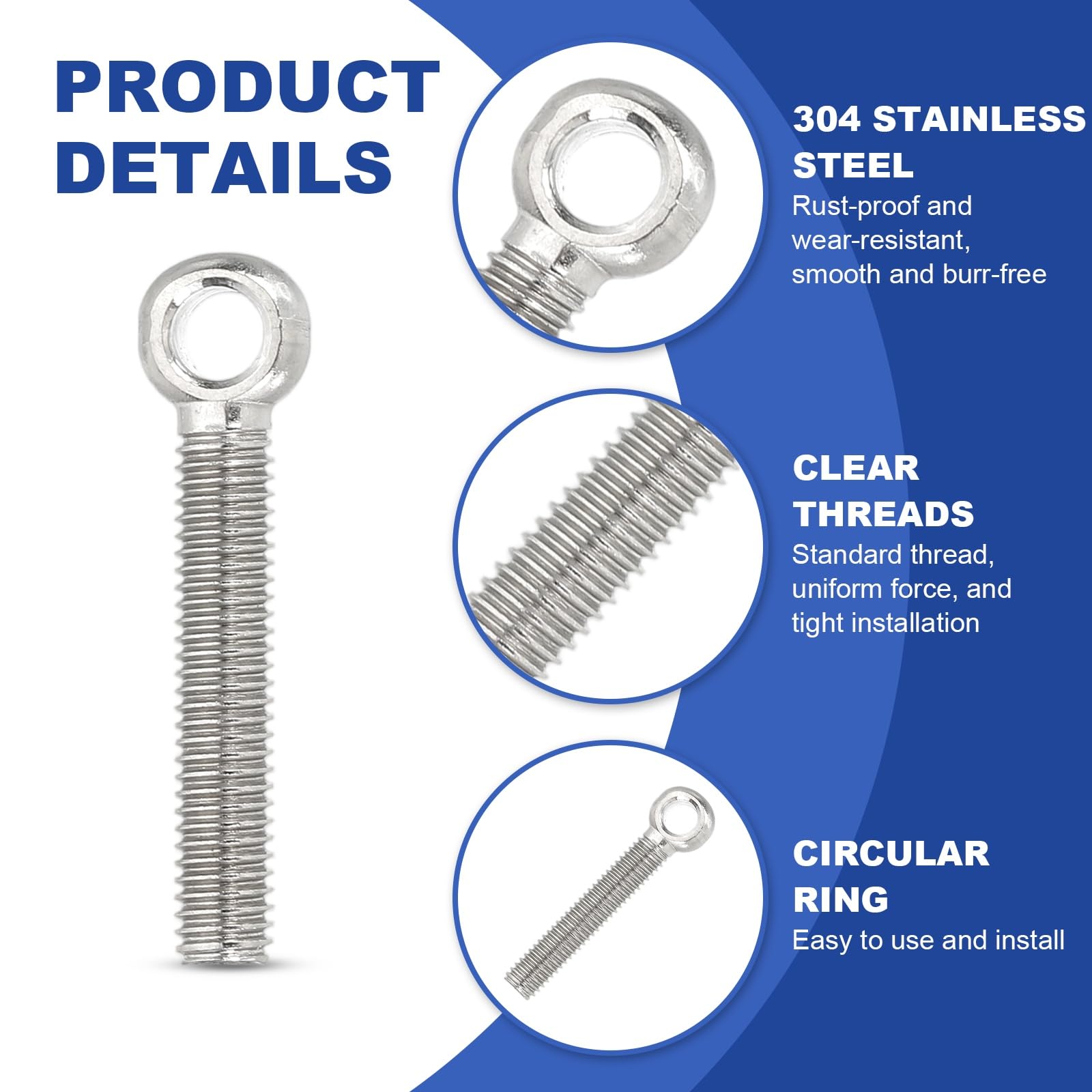 PATIKIL M5x33mm Lifting Shoulder Eye Bolts - Image 3