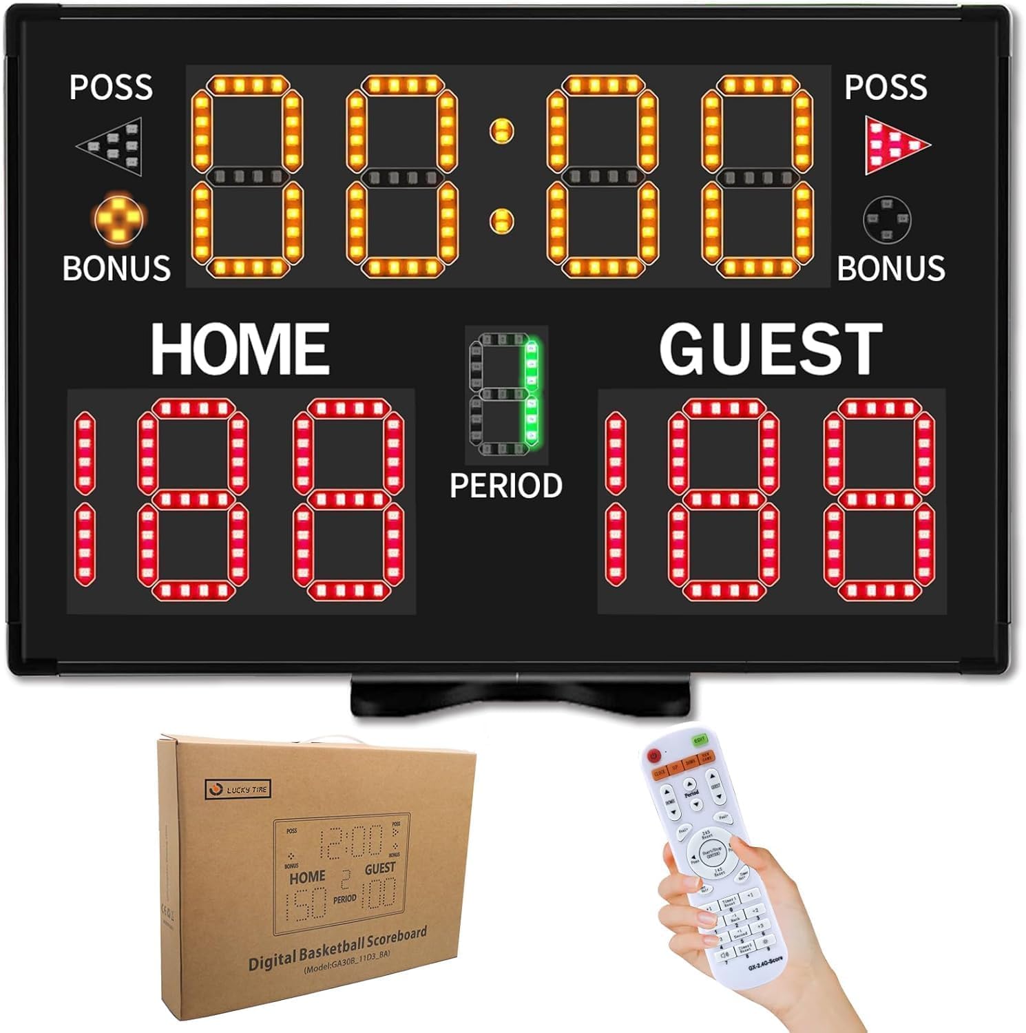 Electronic Basketball Scoreboard with Buzzer, Digital Scoreboard with Remote,Portable Score Keeper Battery Powered Score Board for Sports Games