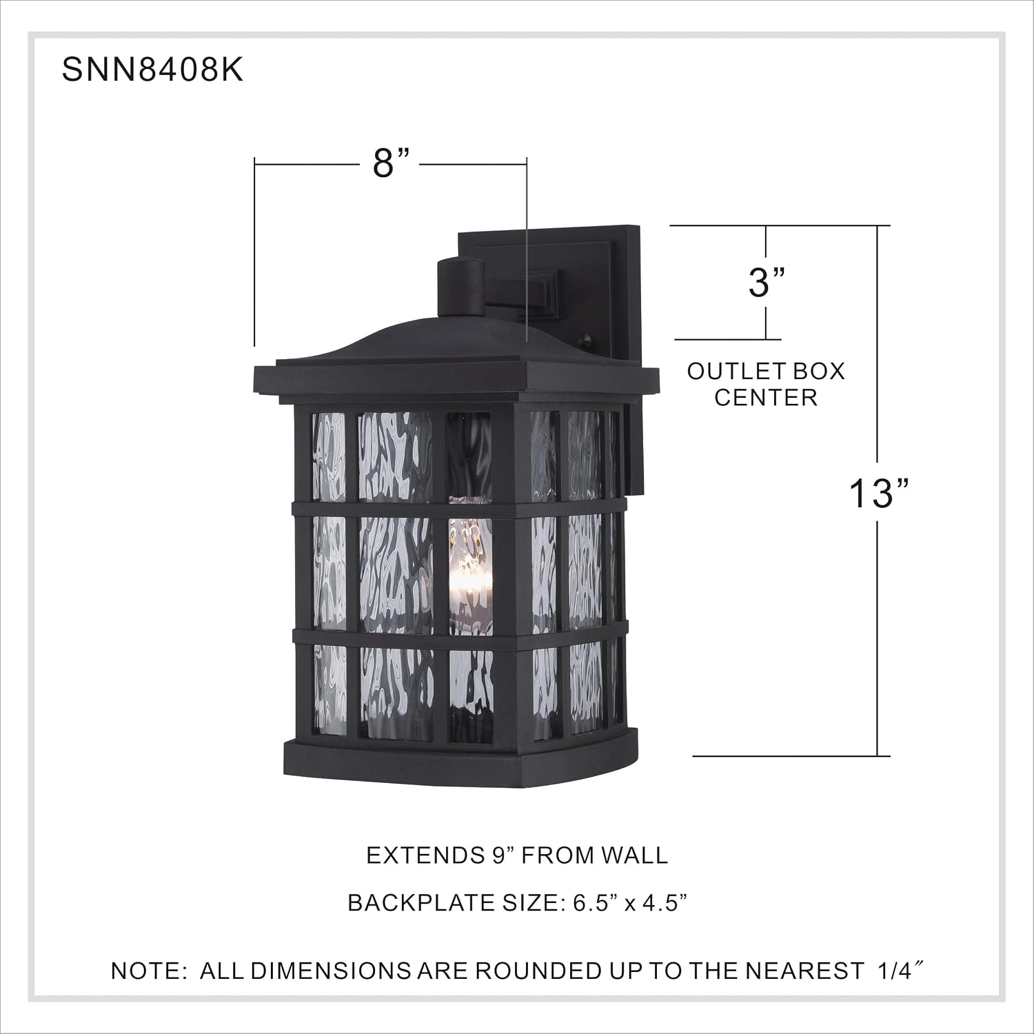 Quoizel Stonington Outdoor Wall Lantern, Coastal Armour 13 Inch 1-Light Mystic Black Vintage Wall Sconce, Clear Water Glass, 100W, Decorative Outside Lights for Patio, Porch, Garage or Yard