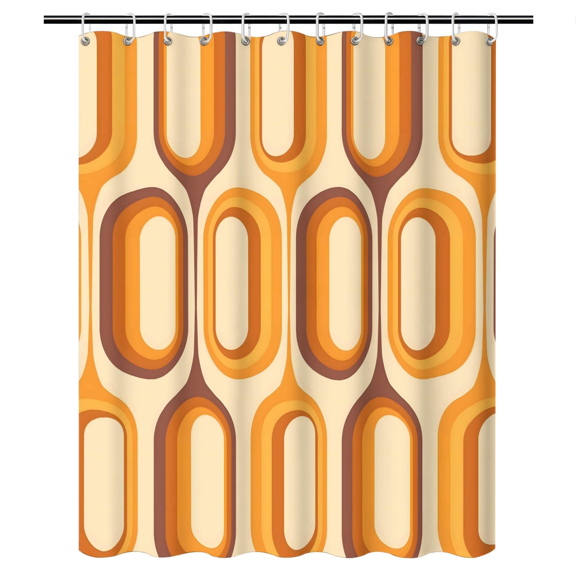 SPXLUCAU Mid-Century Modern Retro 70S Orange And Brown Minimalist Shower Curtain for Modern Home(80x150cm/31x59in(WxH))