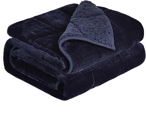 Kaisa Manta con peso de 15 libras tamaño Queen para adultos, manta pesada de forro polar Sherpa con cuentas de cerámica, mantas mullidas de abrazo,