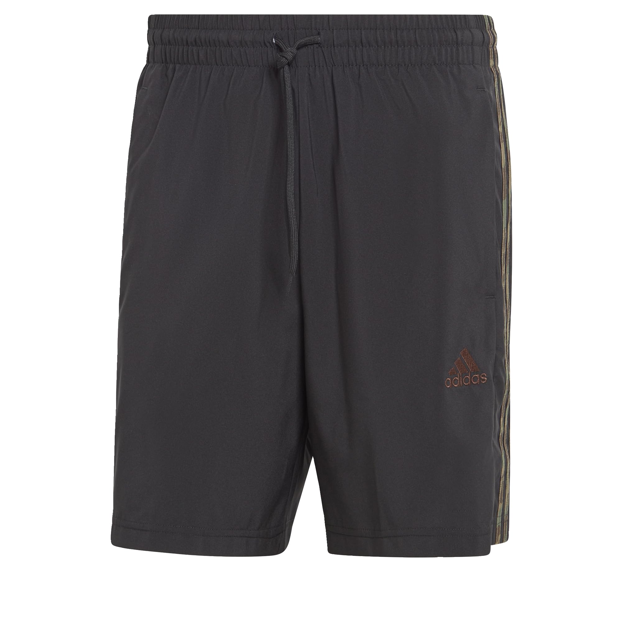 Adidas Men's Black/Olive Strata Aeroready Essentials Chelsea 3-Stripes Shortsshorts, XX-Large