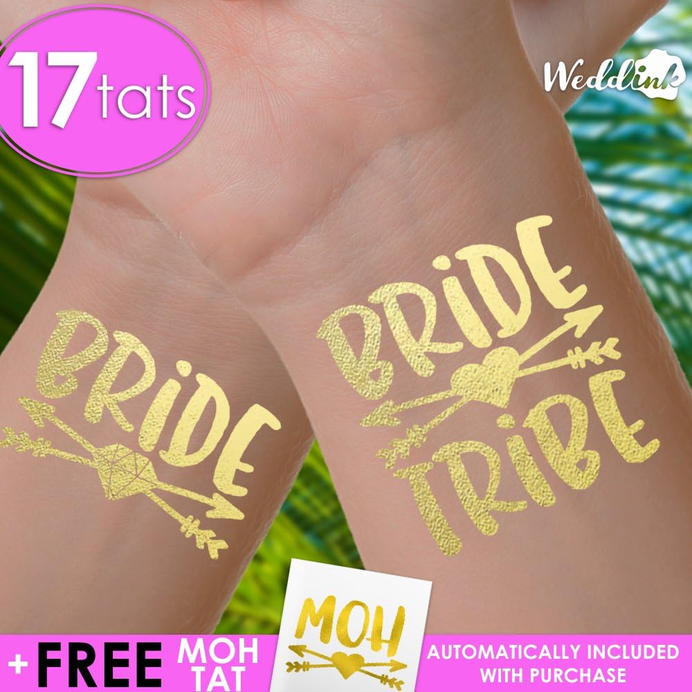 Set of 17 Bachelorette Party, bachelorette tattoos, Bride Tribe, Tattitude, bridal party, bridesmaid tattoo, bride, hens party, wedding party, bachelorette party favors, team bride, gold bride