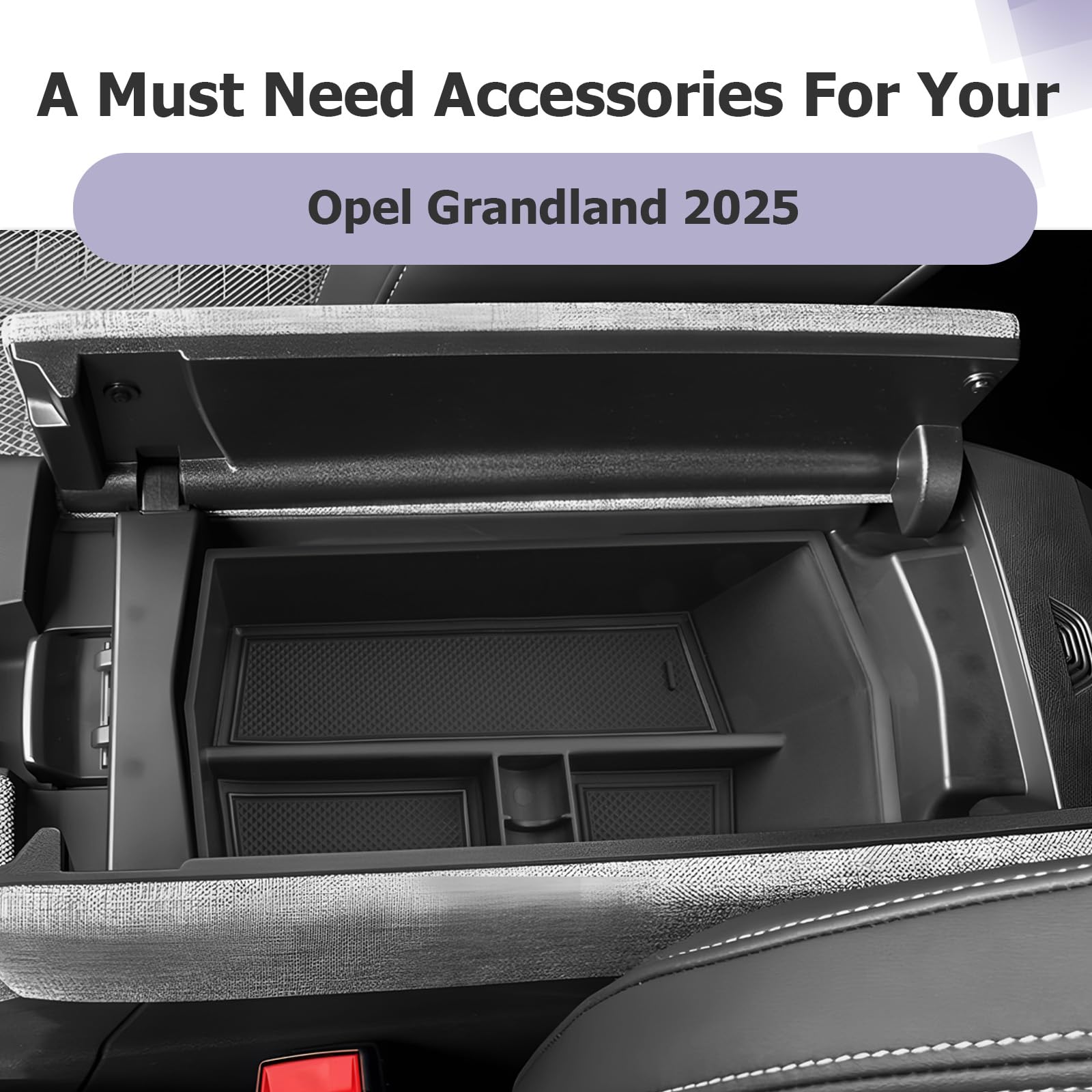 LUWU Compatibile con Opel Grandland GS EV Elettrico Hybrid 2025 2026 Consolle Centrale Armadietti Scatola portaoggetti Nuovo Grandland Multifunzionale vano portaoggetti Organizer Grandland Accessori