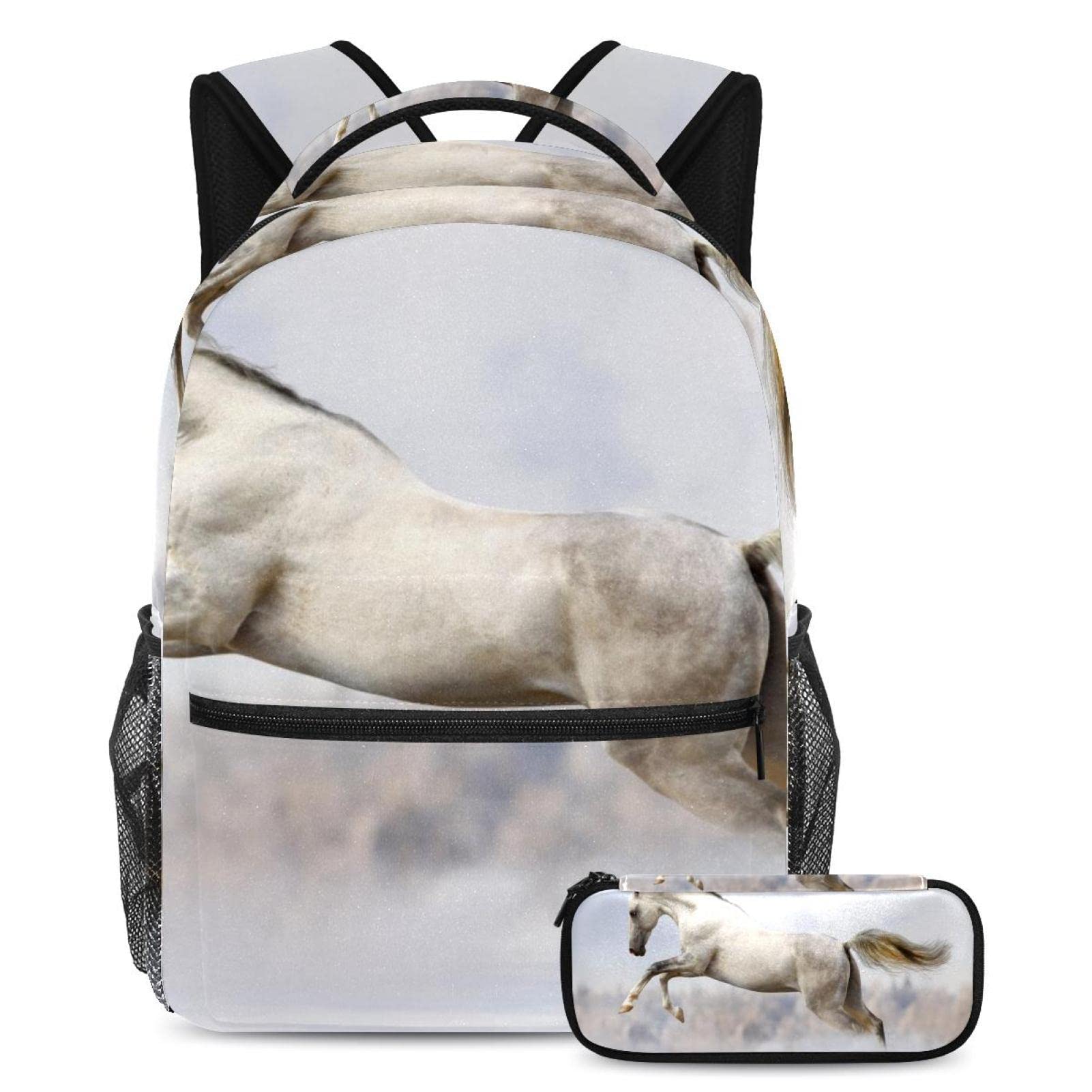 Sac à dos d'école, trousse à crayons licorne et donuts sur fond rose pour étudiants, Multicolore 3., Medium