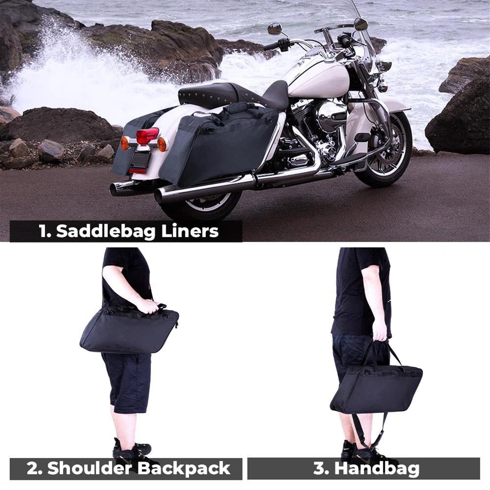Bolsa De Cola Equipaje De Motocicleta Bolsas Sillín para Motocicletas Bolsas Laterales Insertos Rígidos para Bolsas Sillín para Touring para Electra para Glide para Road para King