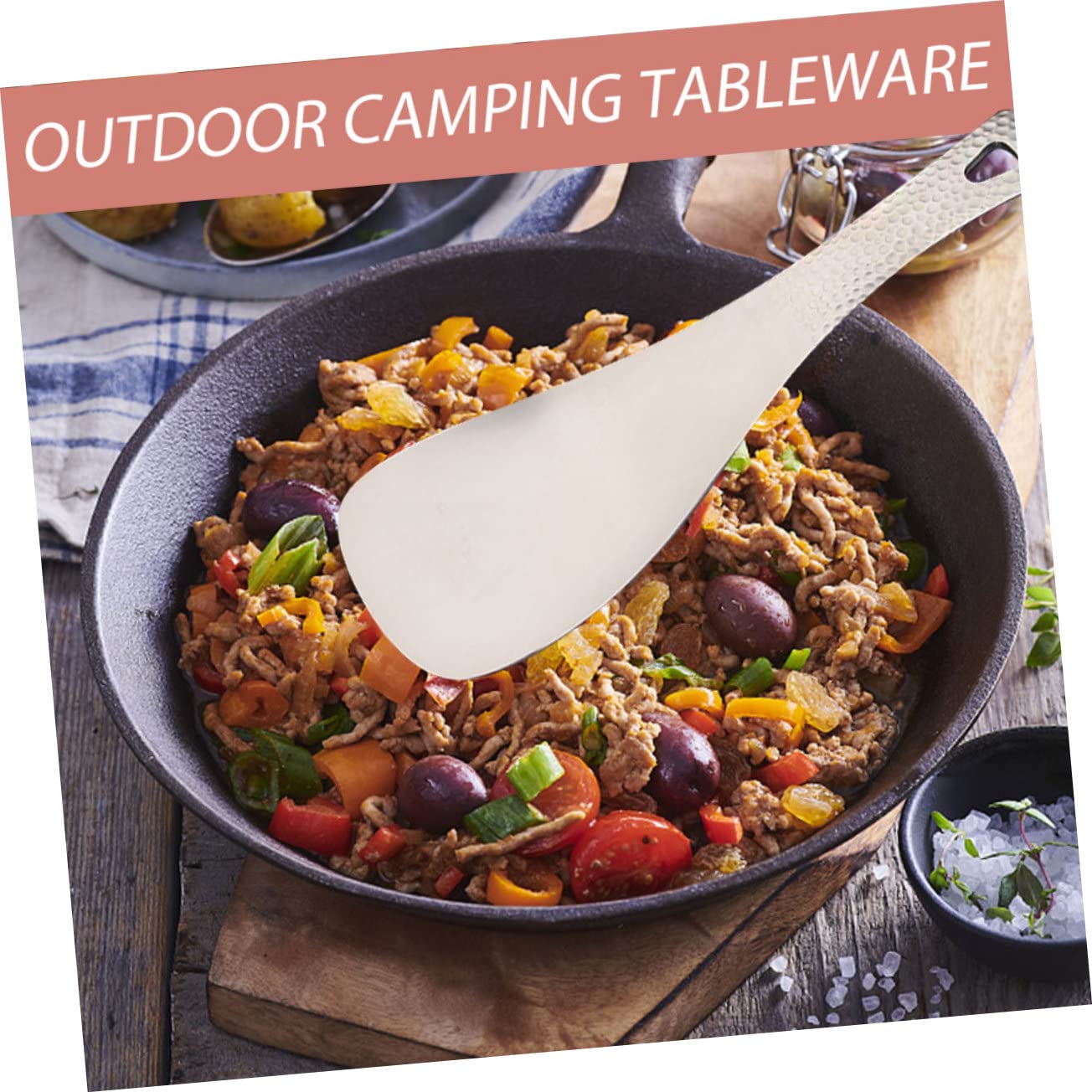 Toddmomy 4 Stück Reiner Titanreislöffel Löffel aus Camping -Utensilien Camping Spatel -Tischlöffel Camping -Kochgeschirr im Freien Titancamping Besteck Silber