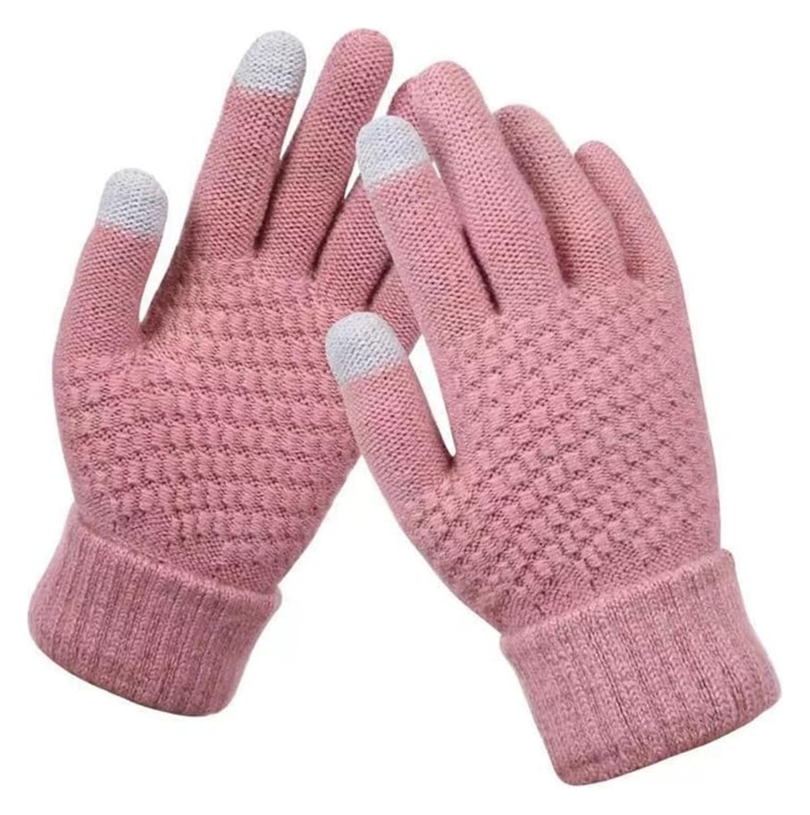 Guanti invernali in lana con touch screen - Classici guanti elasticizzati in maglia for uomo e donna, dita intere for ciclismo, guida e attività all'aperto