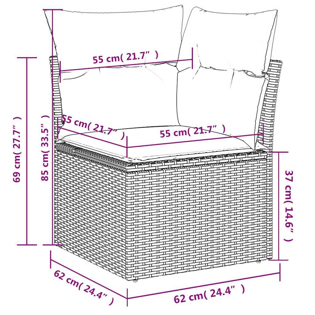 Set Divani da Giardino 5 pz con Cuscini Marrone in Polyrattan Resistente Alla Protezione Degli Agentia Atmosferici per Relax Pranzo e Conversazione in Veranda Balcone Patio