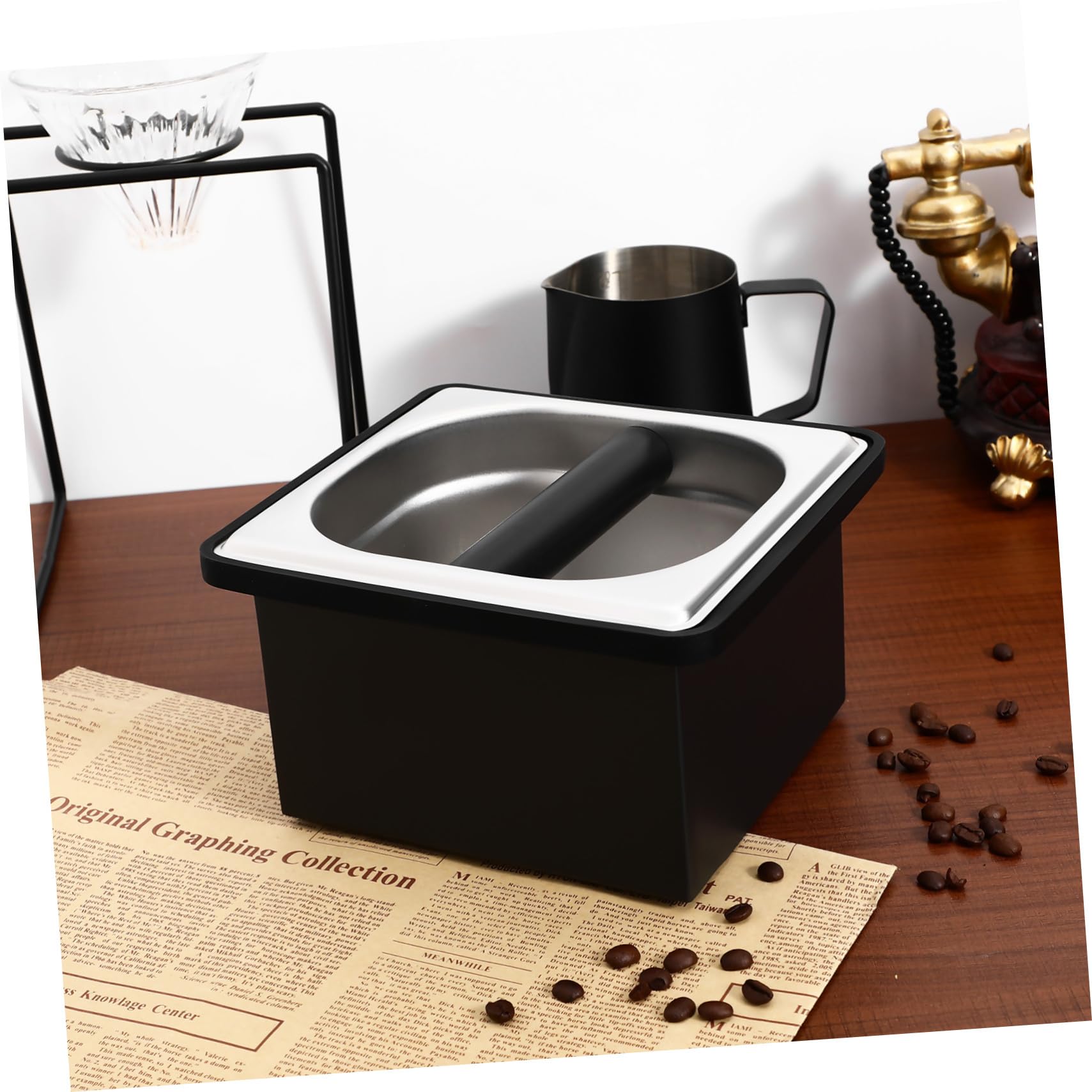 Toyvian Kaffeesatzbehälter Edelstahl Rutschfest Großer Abklopfbox Für Kaffeezubehör Mit Abnehmbarem Behälter Zur Kaffeesatzentsorgung