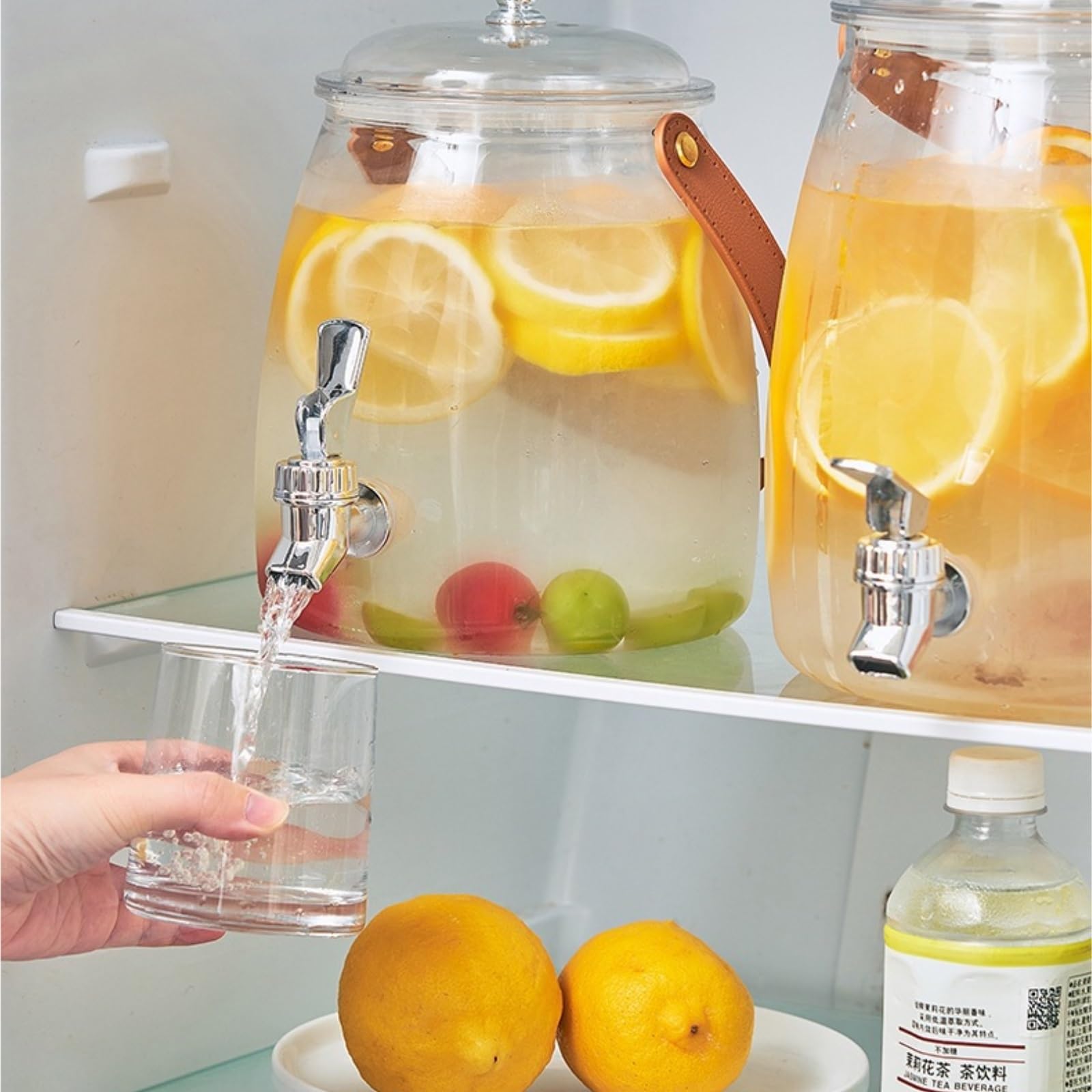 getränke spender Kunststoff-Getränkespenderbehälter mit Edelstahlzapfen und Griff, eisgekühlter Saft, Limonade for Partys kühlung(3L)