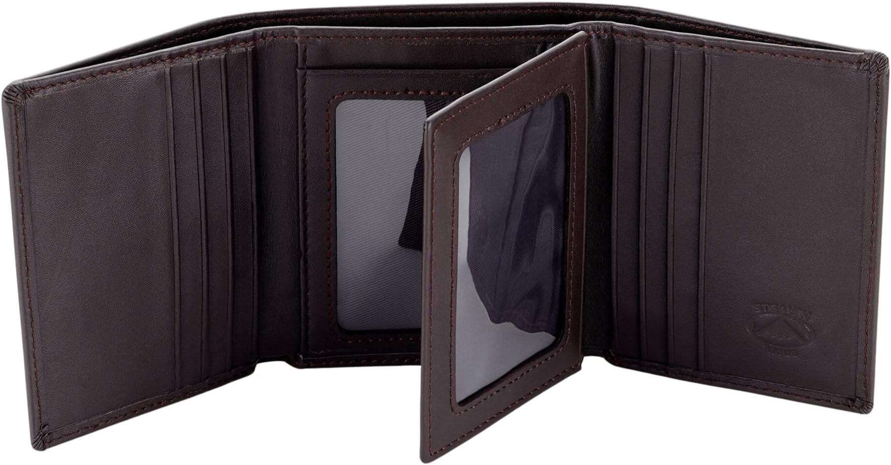 Trifold Wallet for Men RFID Blocking – Genuine Napa Leather Extra Capacity Mens Wallet, 11 Card Slots, 3 ID Windows, Flip Out ID Holder, Large Tri Fold Leather Wallet for Men - Gift Ready