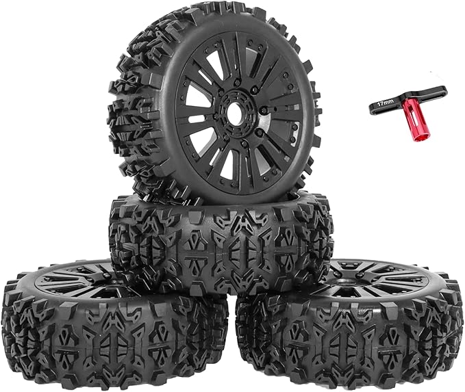 RCMOXETO 1/8 Scale RC Buggy Tires Tyres 17mm Hex Wheels and