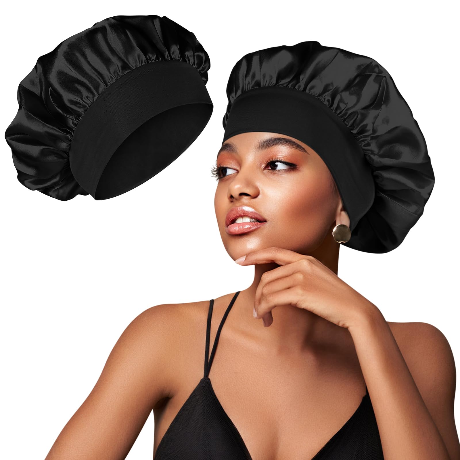 YLK Berretto di Seta, Cuffia Seta Capelli Ricci, Involucro di Seta per Capelli per Dormire, Berretto da Notte Raso per Donna Ragazza